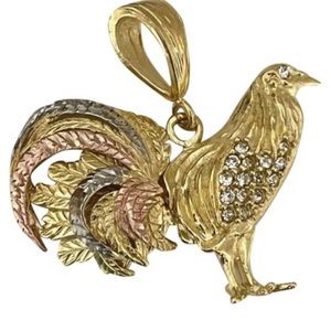14k Gold Filled Rooster Charm, Medalla De Gallo Para Hombre